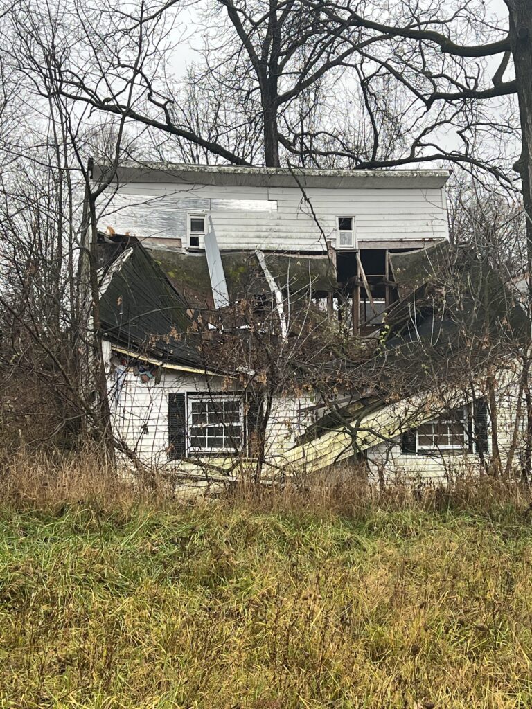 Unsafe structure in Ashland, Ohio, ready for demolition by the Ashland County Land Bank